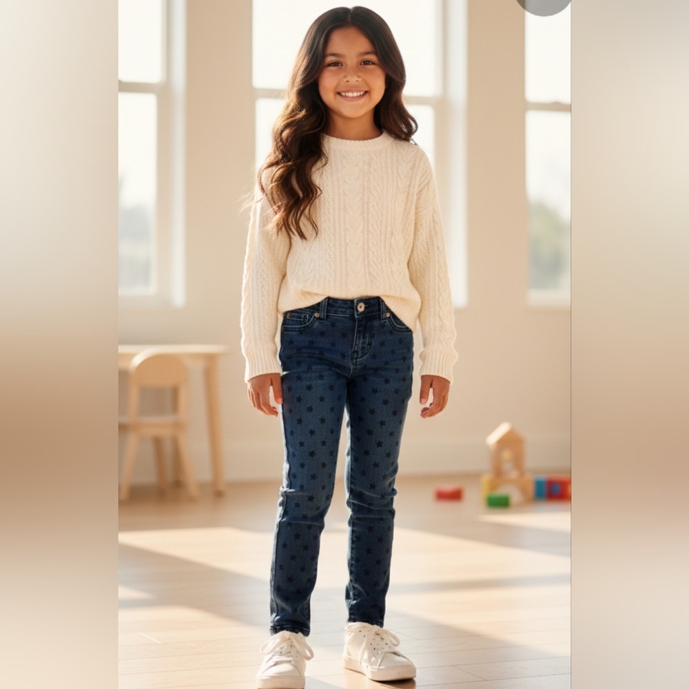 🆕️Girls Levi's Denim Leggings Size 4 Blue w/Stars Pattern Design